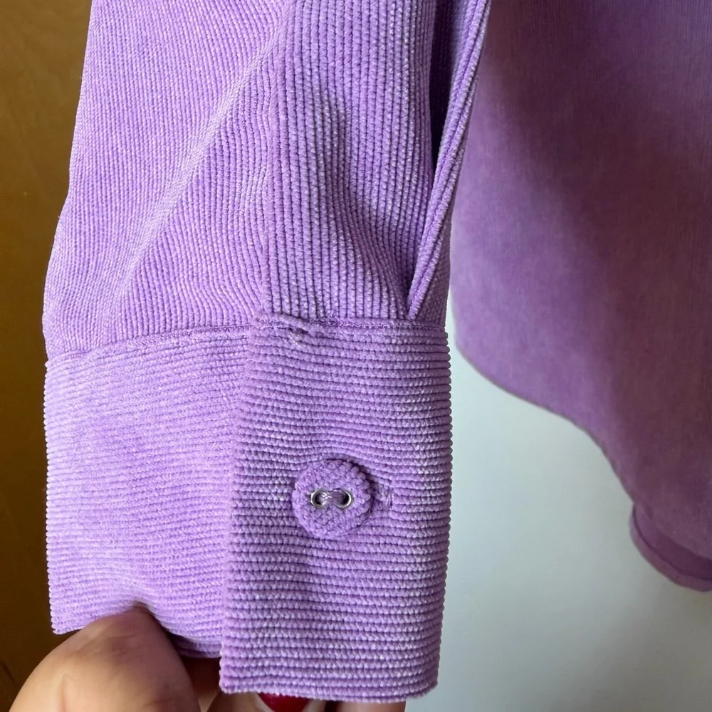 Zara Purple Lilac Casual Corduroy Button Front Oversized Shirt Jacket Shacket XS - Picture 13 of 16